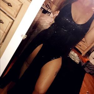Black sequin maxi dress
